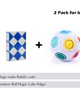 2 Pack for kids :  Rainbow Ball Magic Cube Fidget + Magic snake Rubik’s cube