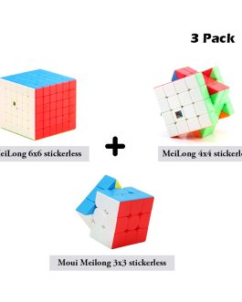 3 pack : MeiLong 4×4 stickerless + Moui Meilong 3×3 stickerless + MeiLong 6×6 stickerless